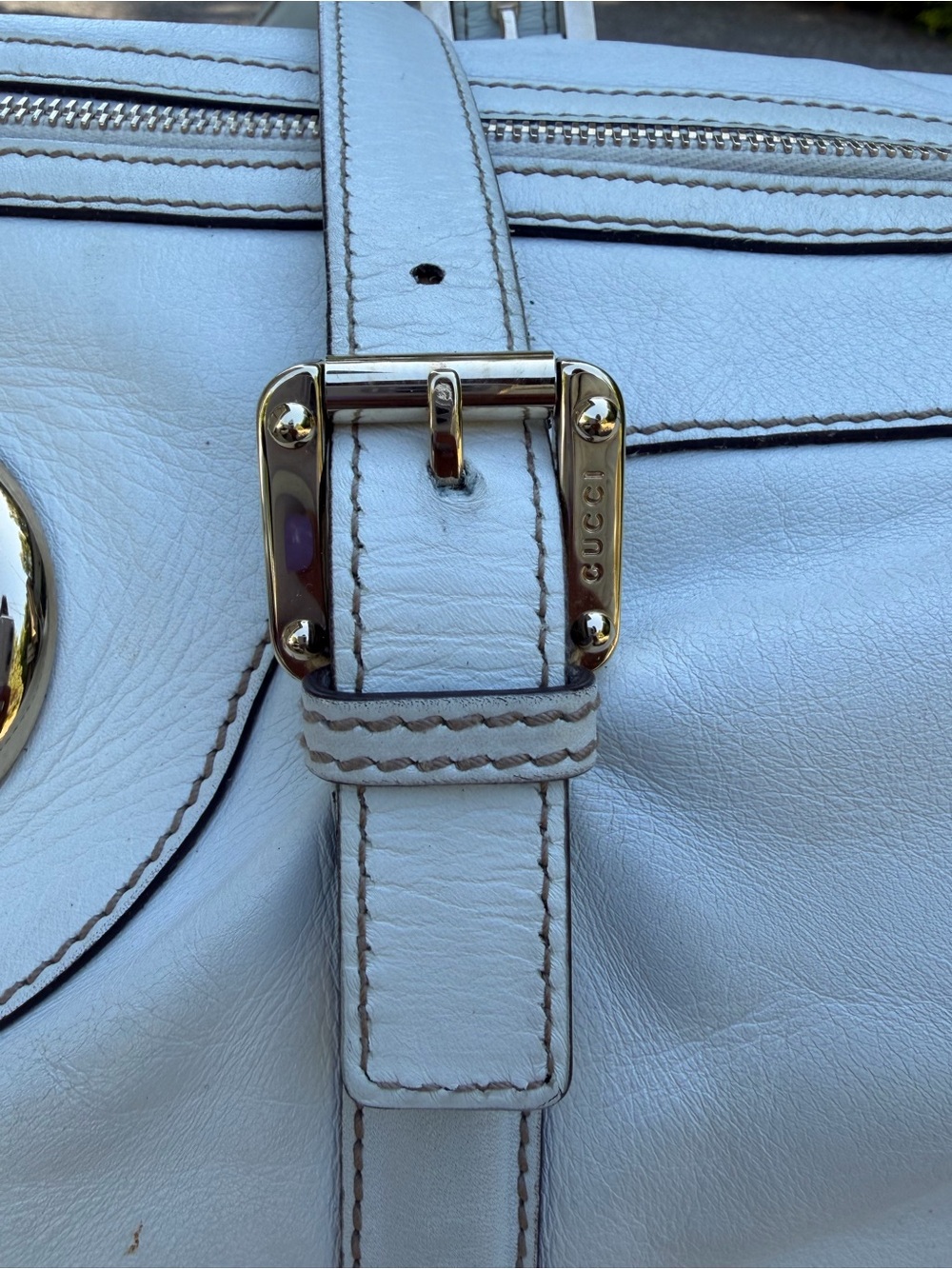 Gucci White Leather Britt Large Boston GG Shoulder Bag+Dust Bag - Picture 8 of 17